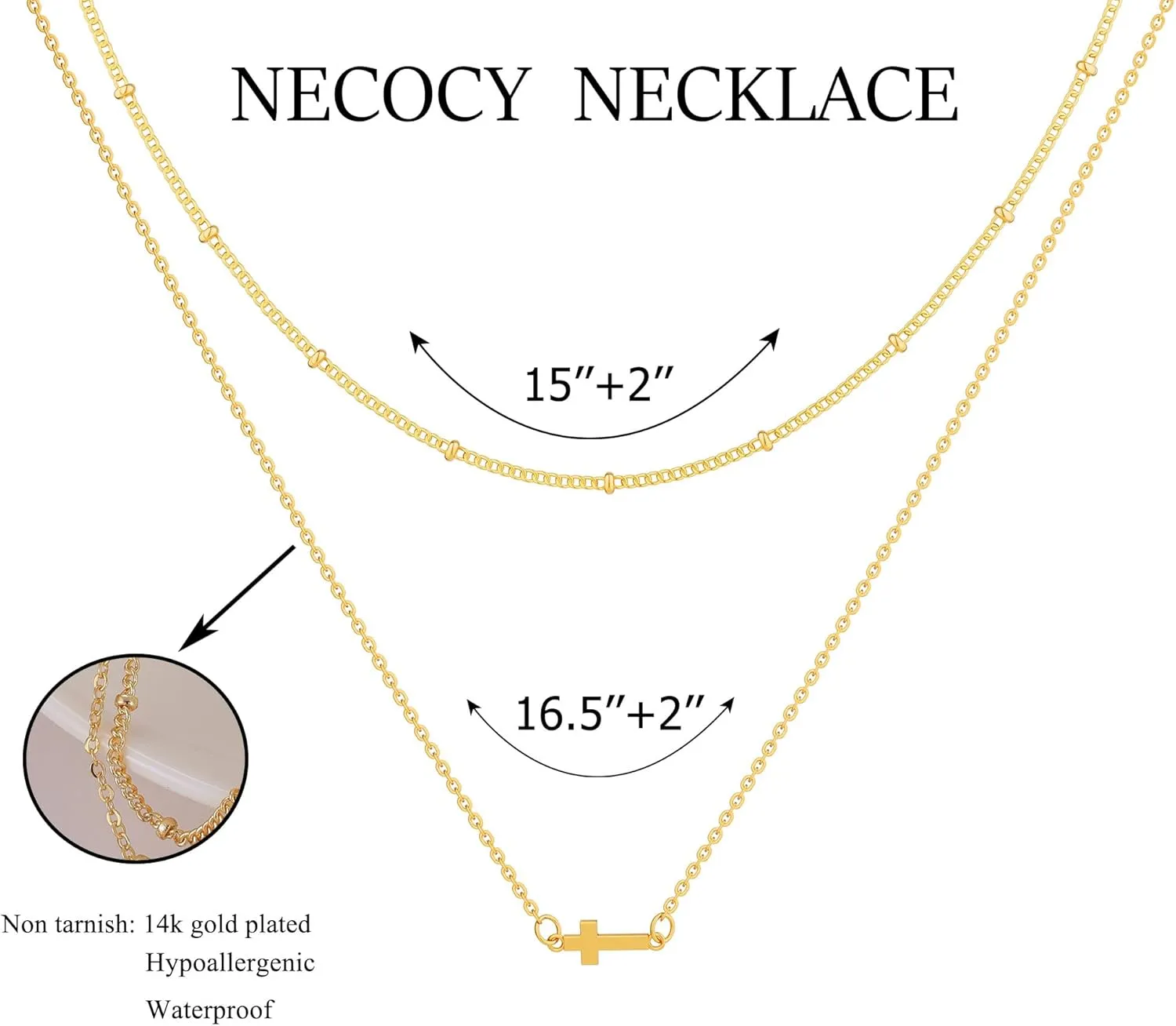 Gold Layered Necklaces for Women, Herringbone Snake Paperclip 14K Gold Plated Chain Choker Necklace Stack Dainty Cute Simple CZ/Pearl/Cross Pendant Necklace Set for Women Trendy Jewelry Gifts