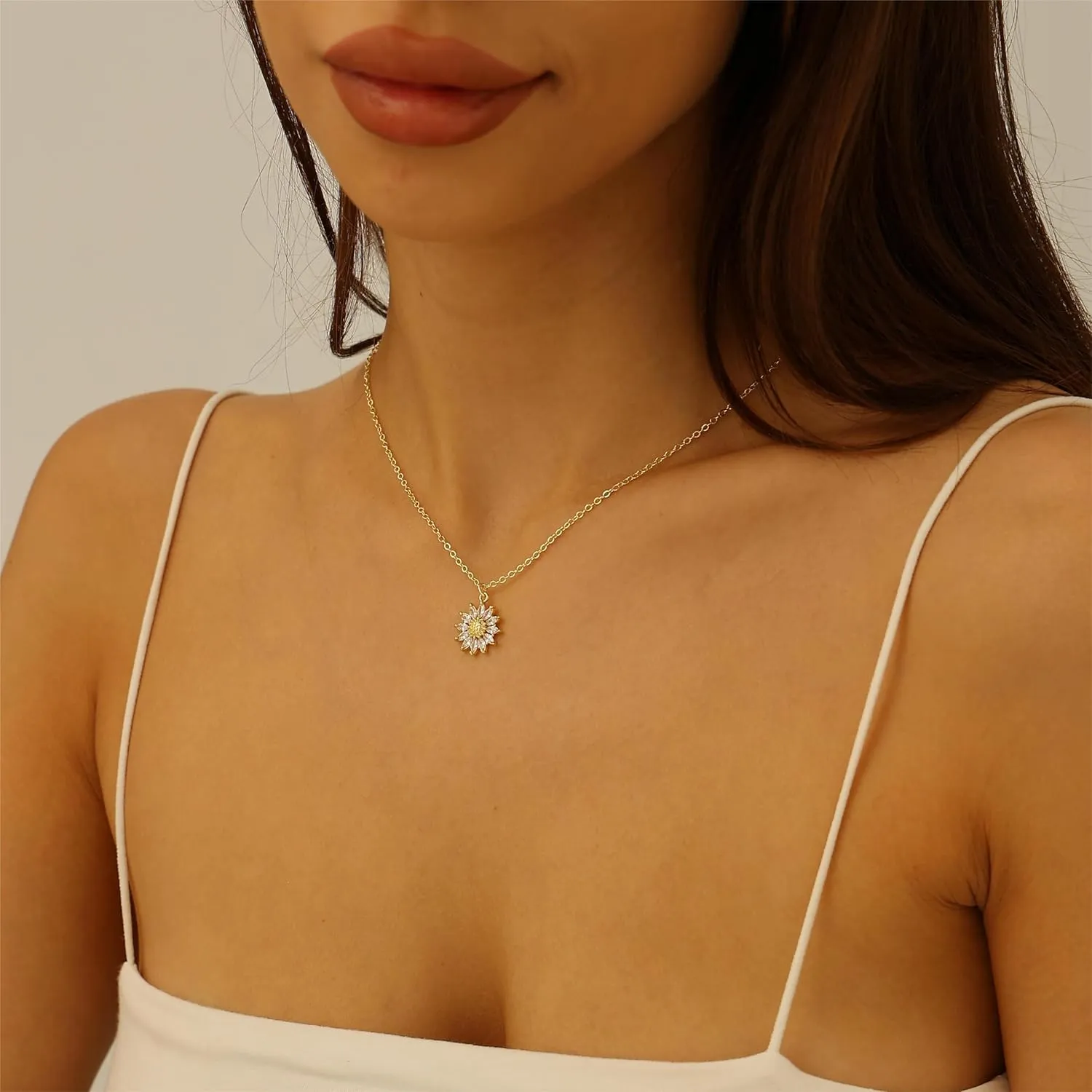 Gold Necklace for Women, 14k Gold Dainty Star of David Flower Sun Evil Eye Infinity Design Simple Pendent Necklace