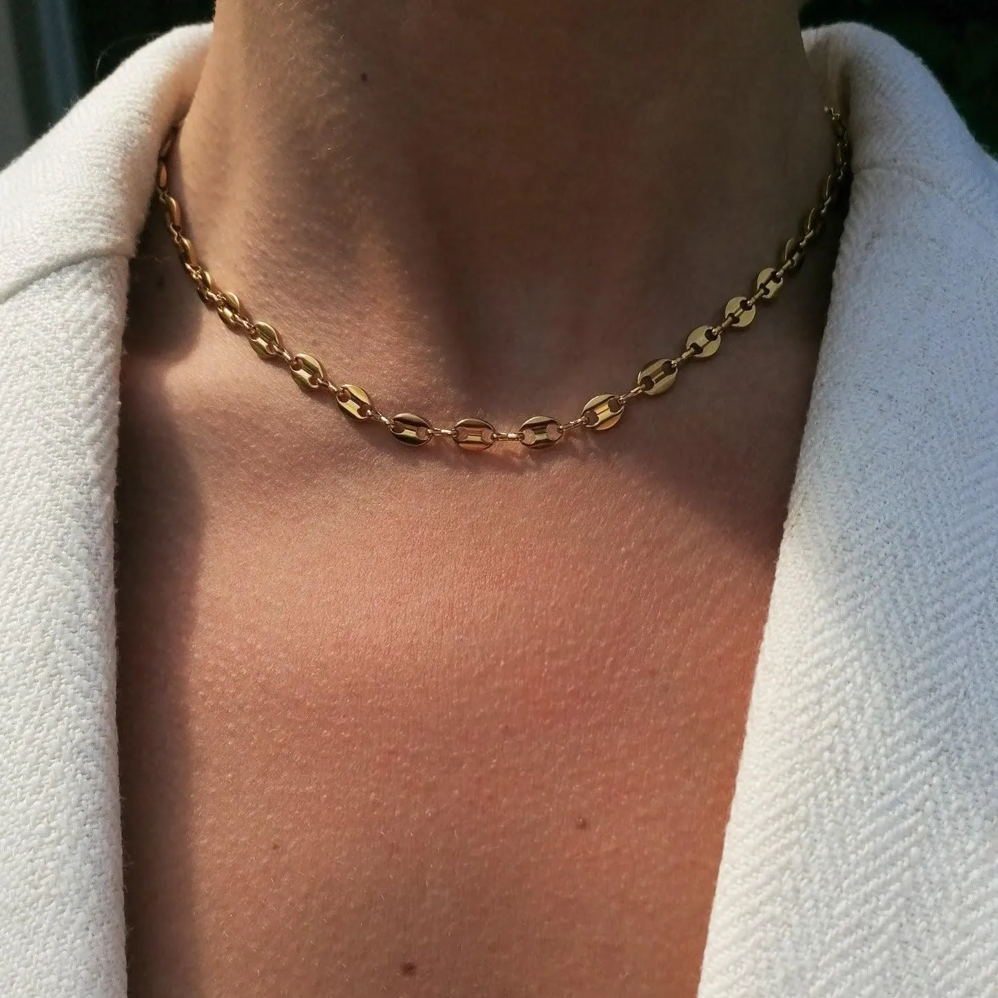 Gold Necklace for Women 14K Gold Plated Chunky Gold Chain Necklaces Personalized Stainless Steel Gold Chain Chunky Necklaces for Women Trendy 