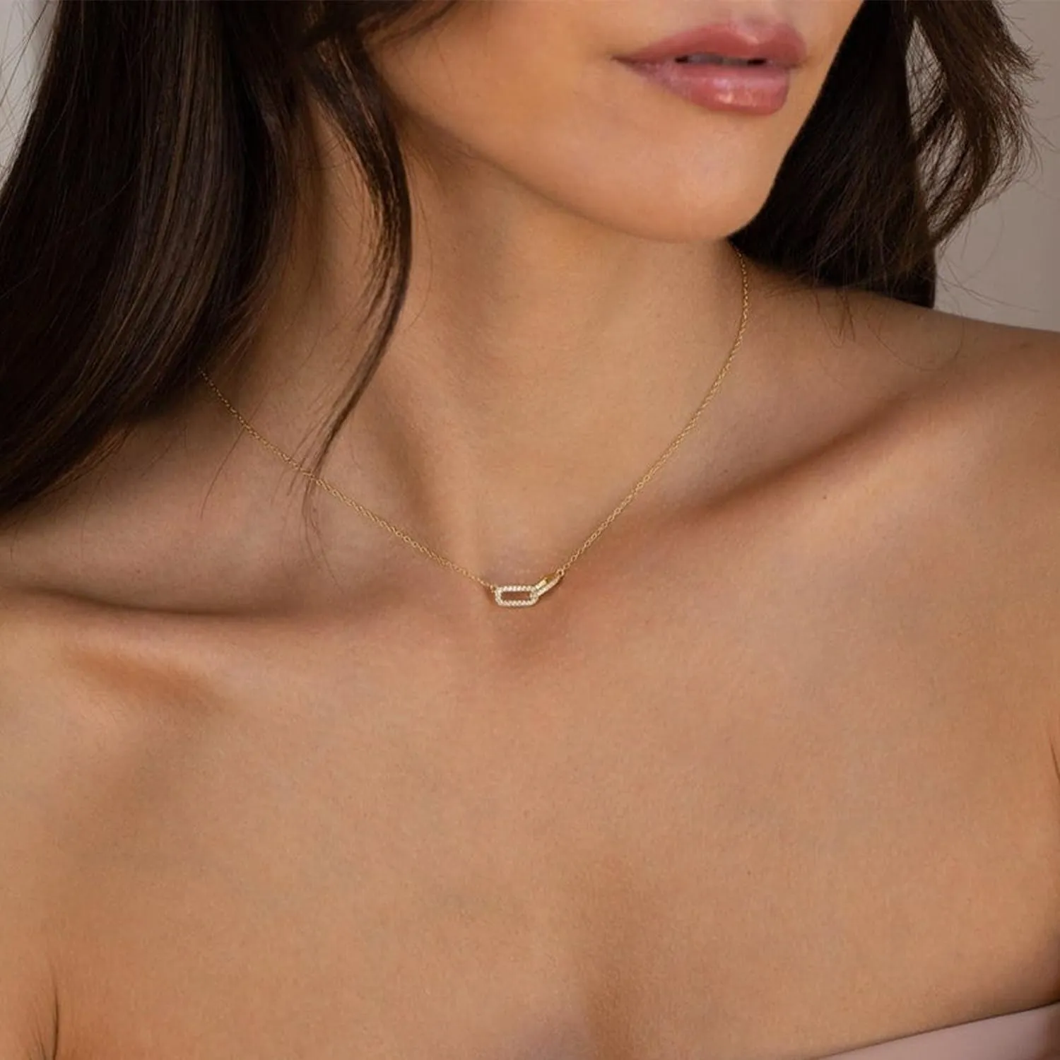Gold Necklace for Women, 14K Gold Plated Cubic Zirconia Diamond Necklace Non Tarnish Dainty Cute Pendant Necklace Simple Gold Necklaces Trendy Fashion Jewelry Gift