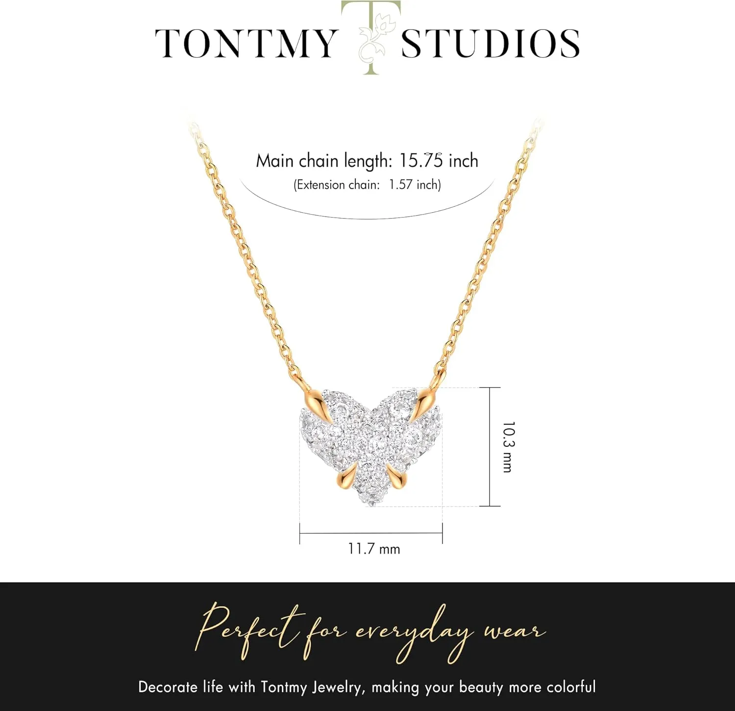 Gold Necklace for Women 14K Gold Plated Simple Chain Cubic Zirconia Pendant Necklace Cute Rhinestone Solitaire Necklace Dainty Gold Jewelry for Women