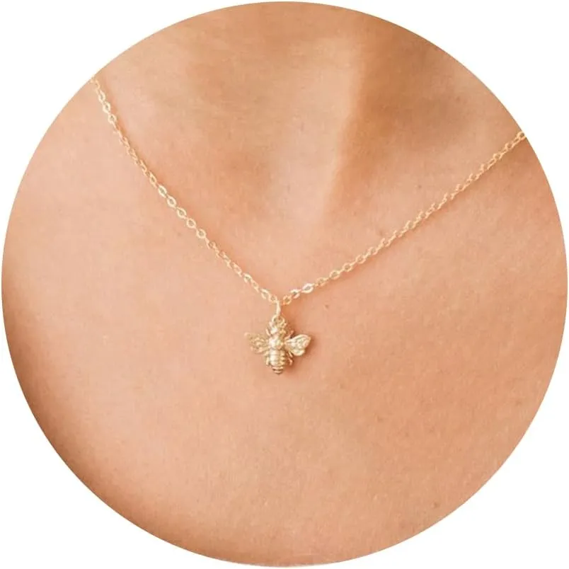 Gold Necklace for Women-14K Gold/Silver Plated Bee,Dragon,Horse,Teddy Bear,Elephant,Butterfly, Hummingbird, FishNecklace for Women Dainty Simple Jewelry for Women Gifts