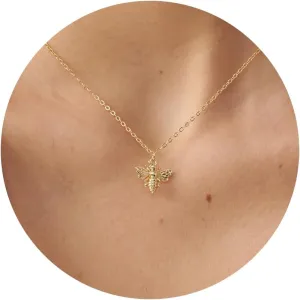 Gold Necklace for Women- Bee Necklace Simple Hummingbird Necklace Infinity Pendant Necklace Jewelry for Girls