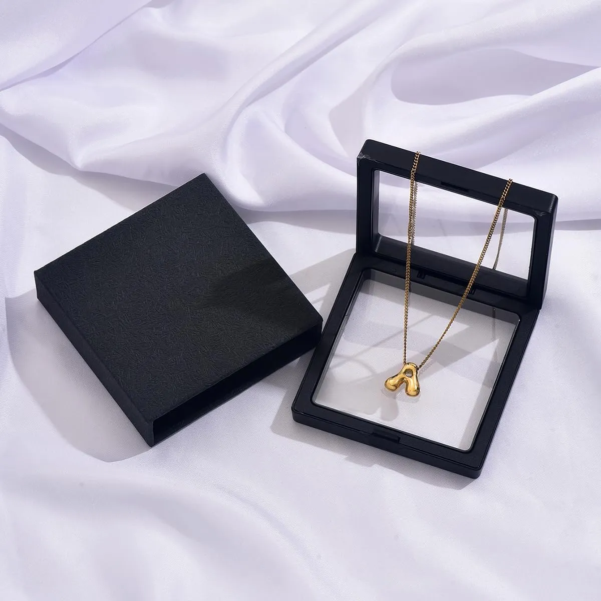 Gold Plated Initial Necklace, Women's Bubble Letter Pendant Necklace, Dainty Letter Initial Jewelry, Bubble Initial A-Z Gold Necklace for Girls