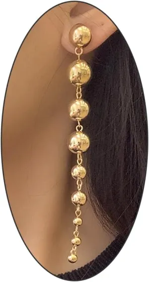 Gold Silver Ball Dangle Drop Earrings for Women Lady,Long Round Ball Chain Statement Tassel Dangle Earrings Party Prom Jewelry Gifts