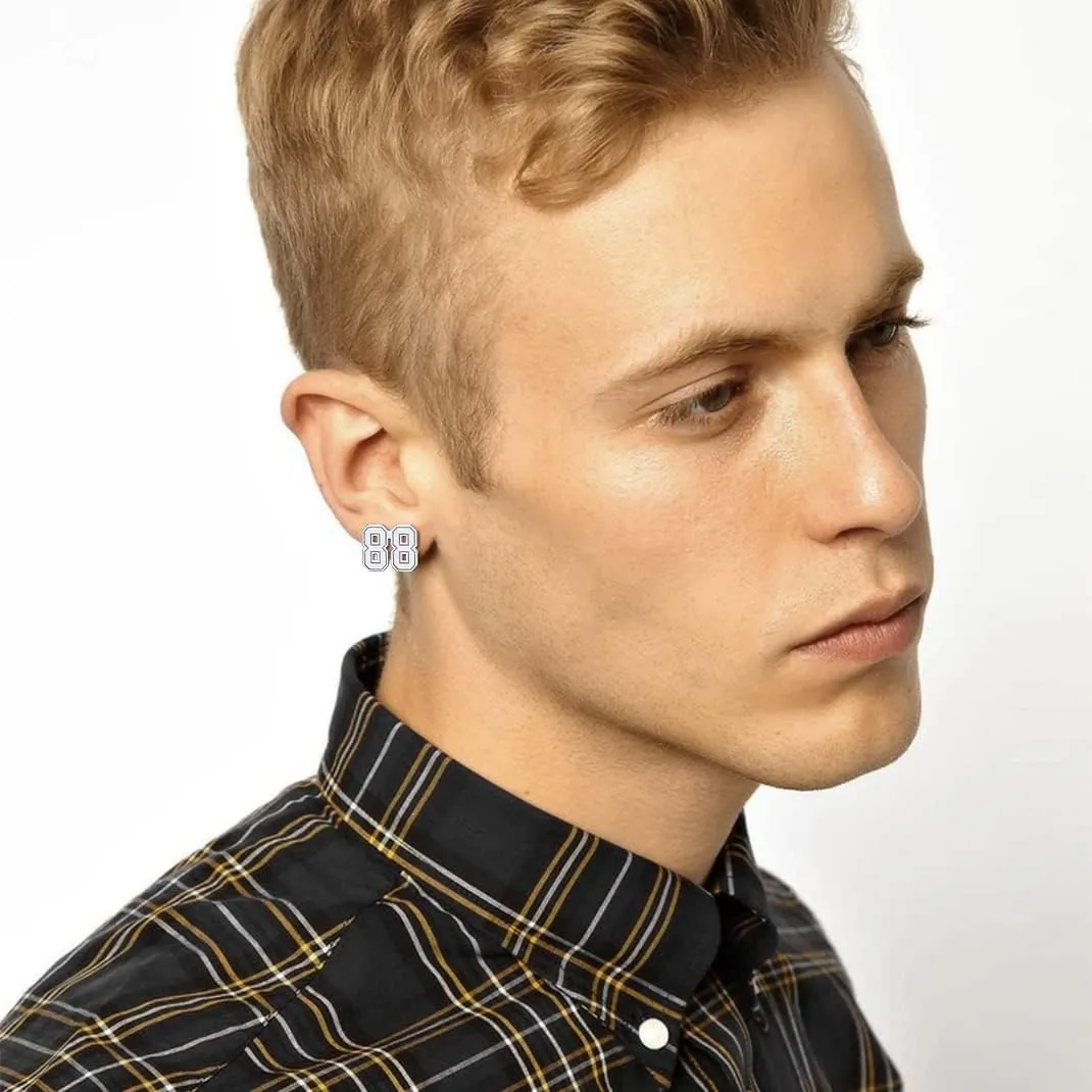 GoldChic Jewelry Sport Number Earrings for Men, Custom Name Stud Earrings For Sport Players Fans, Stainless Steel Baseball Basketball Football Soccer Volleyball Ear Jewelry Gift For Athlete