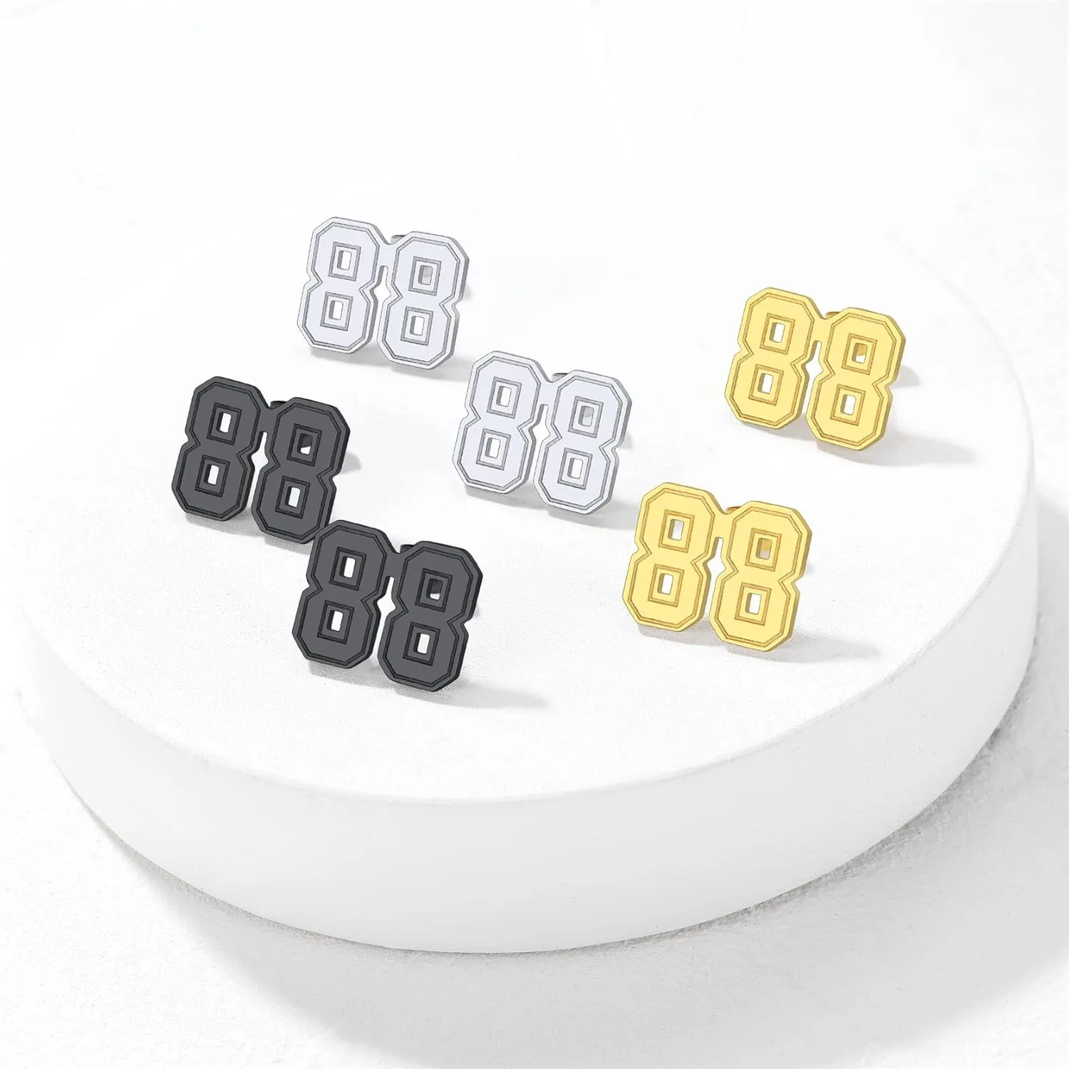 GoldChic Jewelry Sport Number Earrings for Men, Custom Name Stud Earrings For Sport Players Fans, Stainless Steel Baseball Basketball Football Soccer Volleyball Ear Jewelry Gift For Athlete