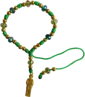 Green Thread with Cristal Beads Saint Jude Bracelet Pulsera De San Judas Tadeo