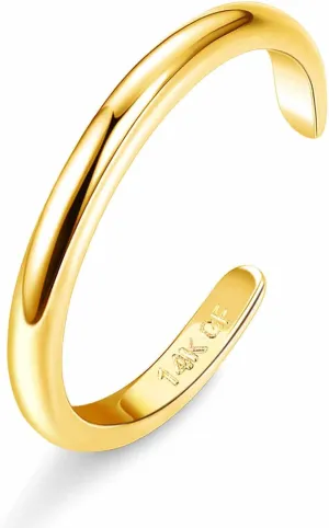 HAIAISO 14K Gold Filled Toe Rings for Women Adjustable Toe Ring Open Band Toe Ring Summer Beach Foot Jewelry