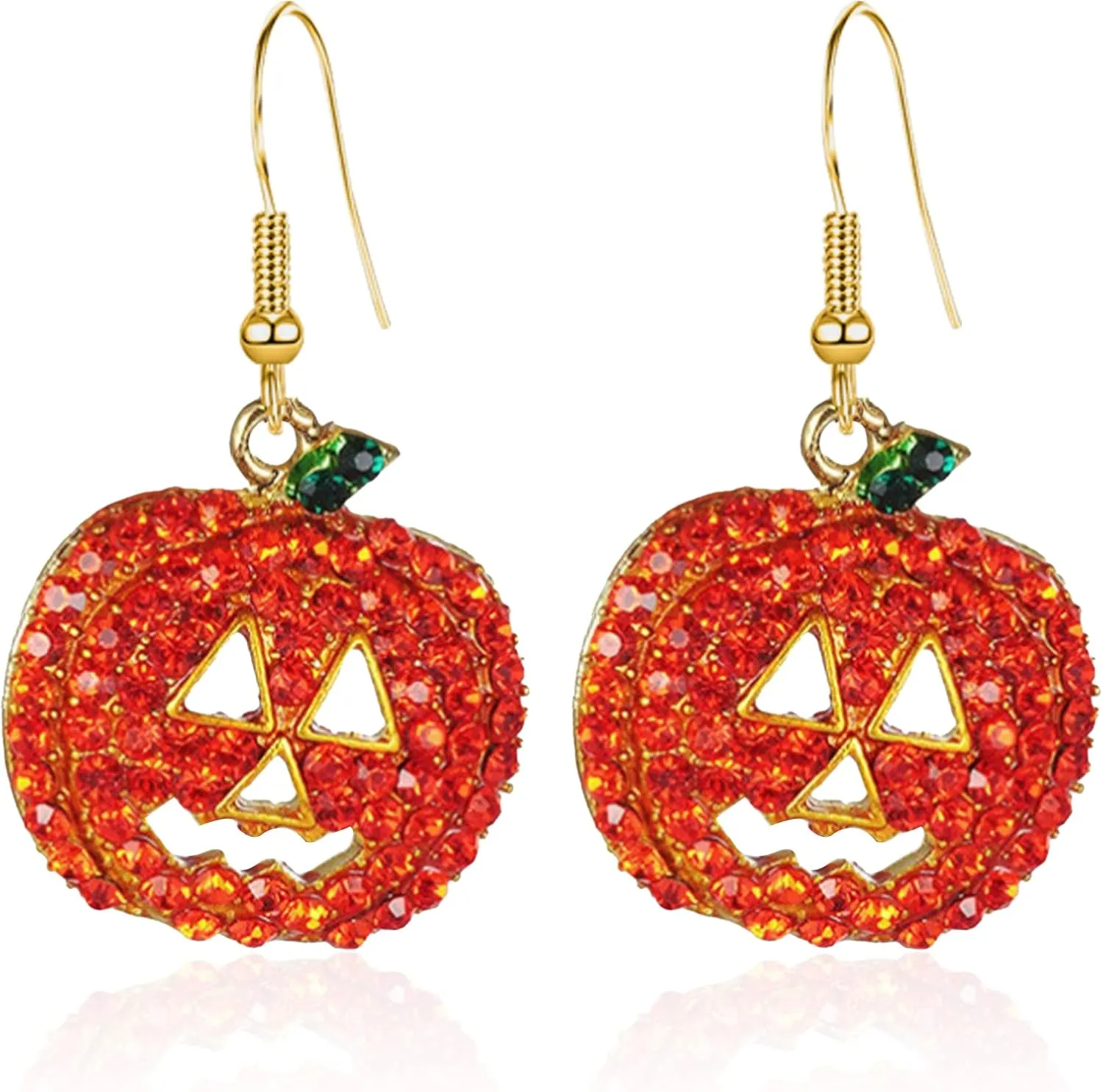 Halloween Pumpkin Earrings Hypoallergenic Rhinestone Crystal Dangle for Women Holiday Night Costume Jewelry Pumpkin Drop Earrings Festive