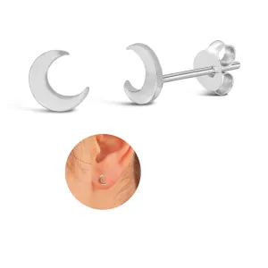 Handmade Moon Stud Earrings, 925 Sterling Silve Tiny Crescent Moon 7x6mm Studs for Women, Cartilage Earring, Tarnish & Water Resistant, By MiYa Jewelry Creations