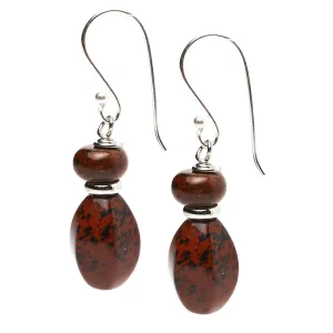 Handmade Women's Natural Gemstone and Sterling Silver Dangle Drop Earrings | Gift Ideas for Women, Girls (Jasper)