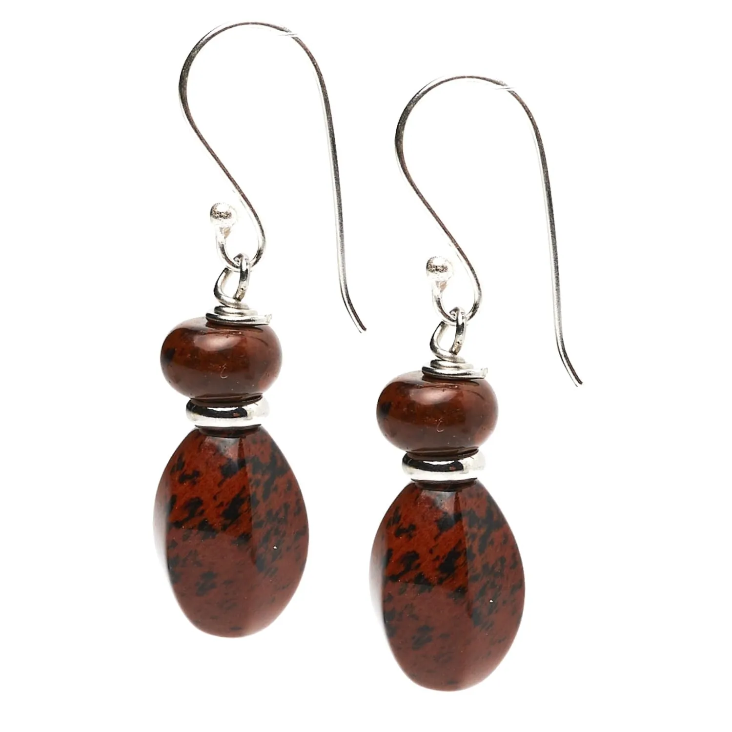 Handmade Women's Natural Gemstone and Sterling Silver Dangle Drop Earrings | Gift Ideas for Women, Girls (Jasper)