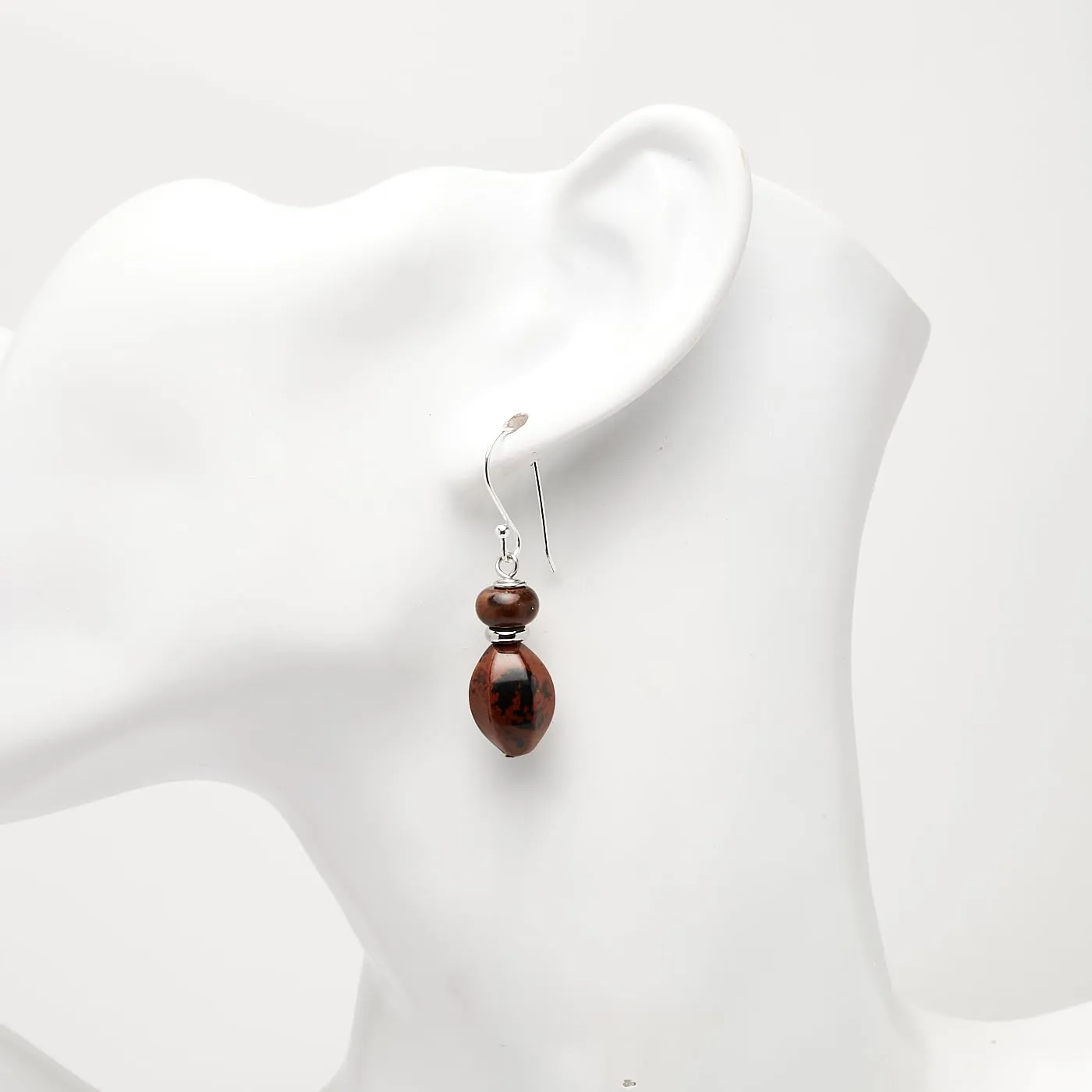Handmade Women's Natural Gemstone and Sterling Silver Dangle Drop Earrings | Gift Ideas for Women, Girls (Jasper)