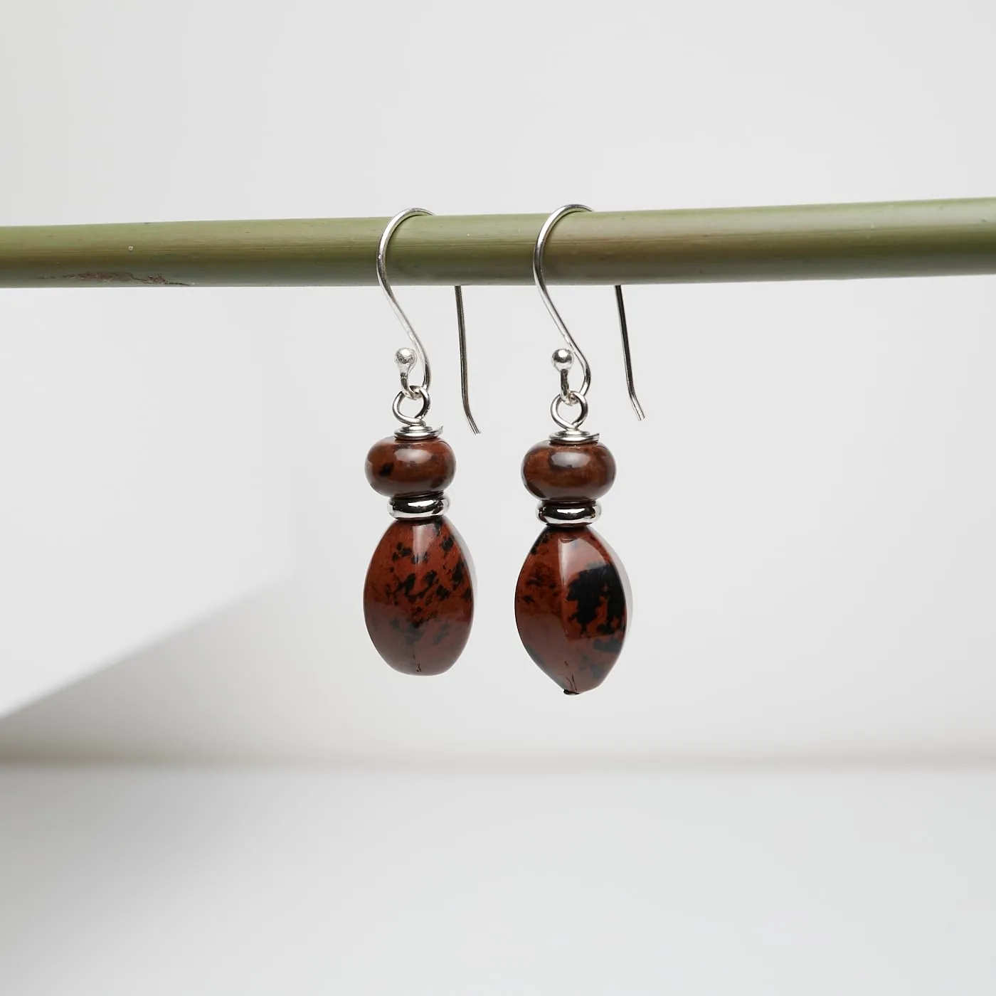 Handmade Women's Natural Gemstone and Sterling Silver Dangle Drop Earrings | Gift Ideas for Women, Girls (Jasper)