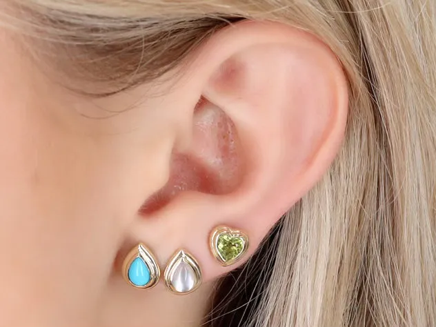 Heart Double Bezel Stud Earrings