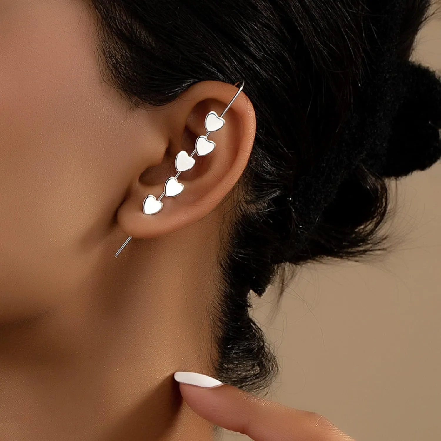 Helix Hooks Earrings Loving Heart Ear Wrap Crawler Hook Earrings for Women Men Personalized Cartilage Piercing Jewelry Gifts