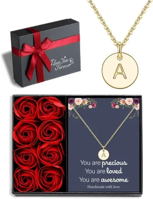 Hidepoo Disc Initial Necklace Gifts for Girls Women - 14K Gold Filled Disc Initial Necklaces Tiny Letter Initial Necklace Jewelry Birthday Gifts Christmas Gifts for Girls Women
