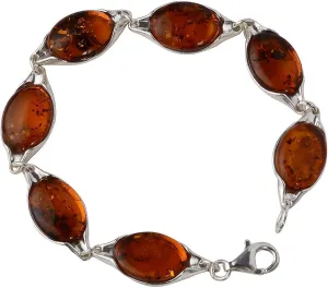 HolidayGiftShops Sterling Silver Honey Baltic Amber Bracelet, Genuine Baltic Amber Bracelet for Women, Amber Jewelry for Women, Amber Bracelets for Adults, Sterling Silver Collection