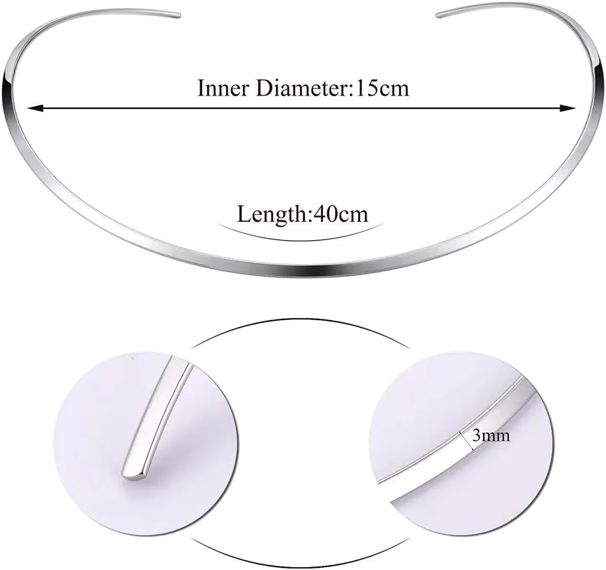 HooAMI Stainless Steel Silver Choker Necklace for Women