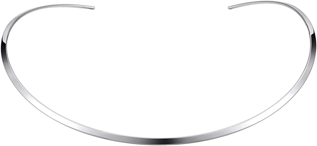 HooAMI Stainless Steel Silver Choker Necklace for Women