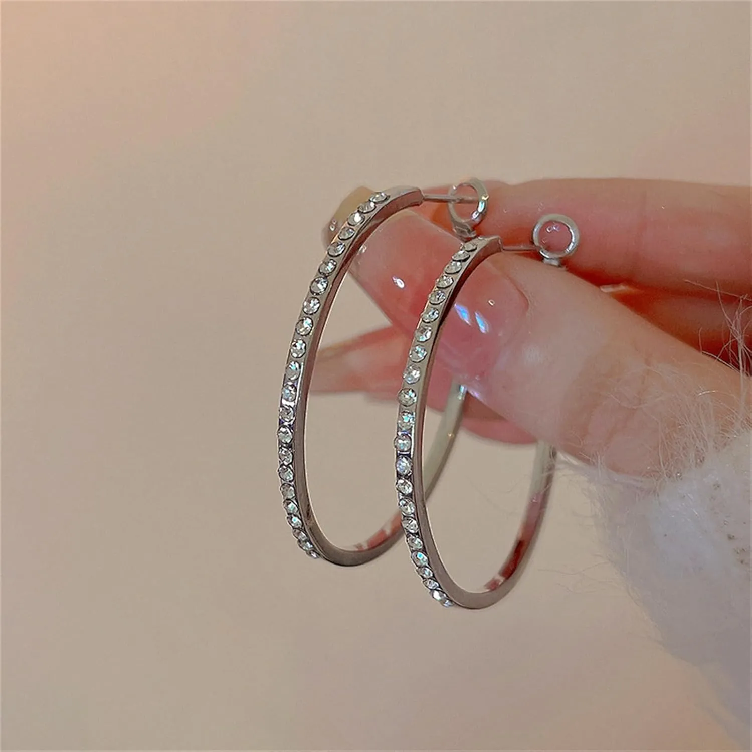 Hoop Earring Sterling Silver 40mm Plated Gold/Silver Trendy Earrings for Women 2024 Lightweight Hypoallergenic Earrings
