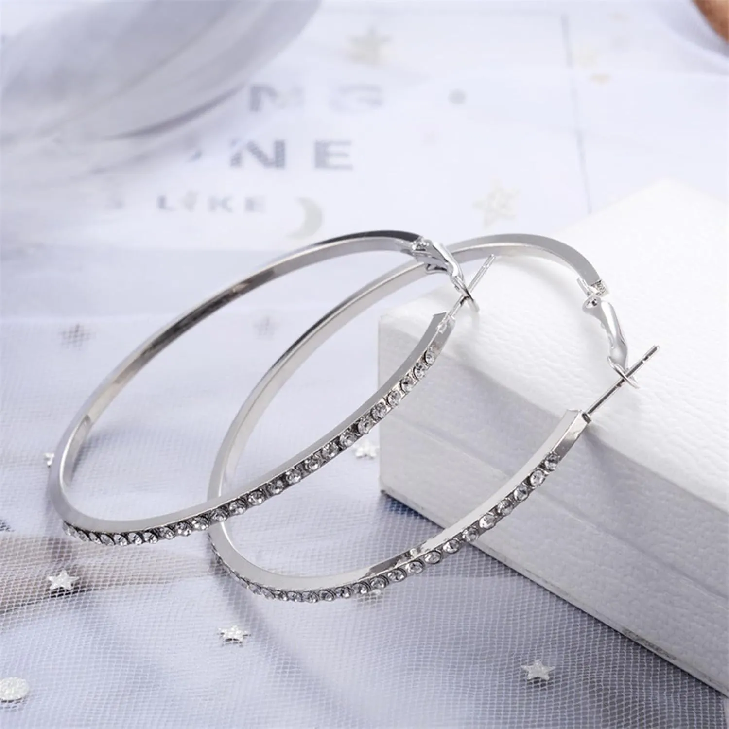 Hoop Earring Sterling Silver 40mm Plated Gold/Silver Trendy Earrings for Women 2024 Lightweight Hypoallergenic Earrings