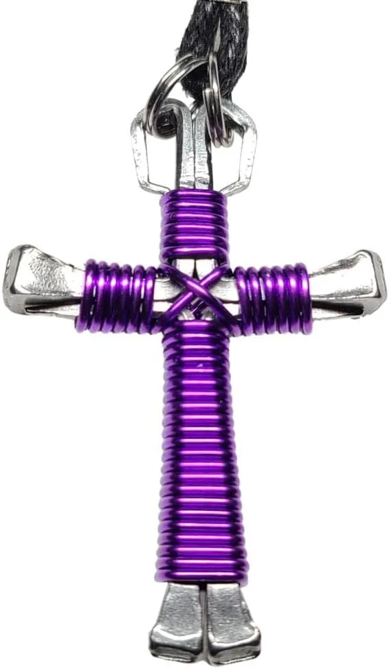 Horseshoe Nail Cross Key Chain (Amethyst)