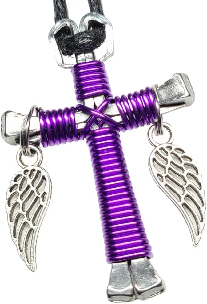 Horseshoe Nail Cross Key Chain (Amethyst)
