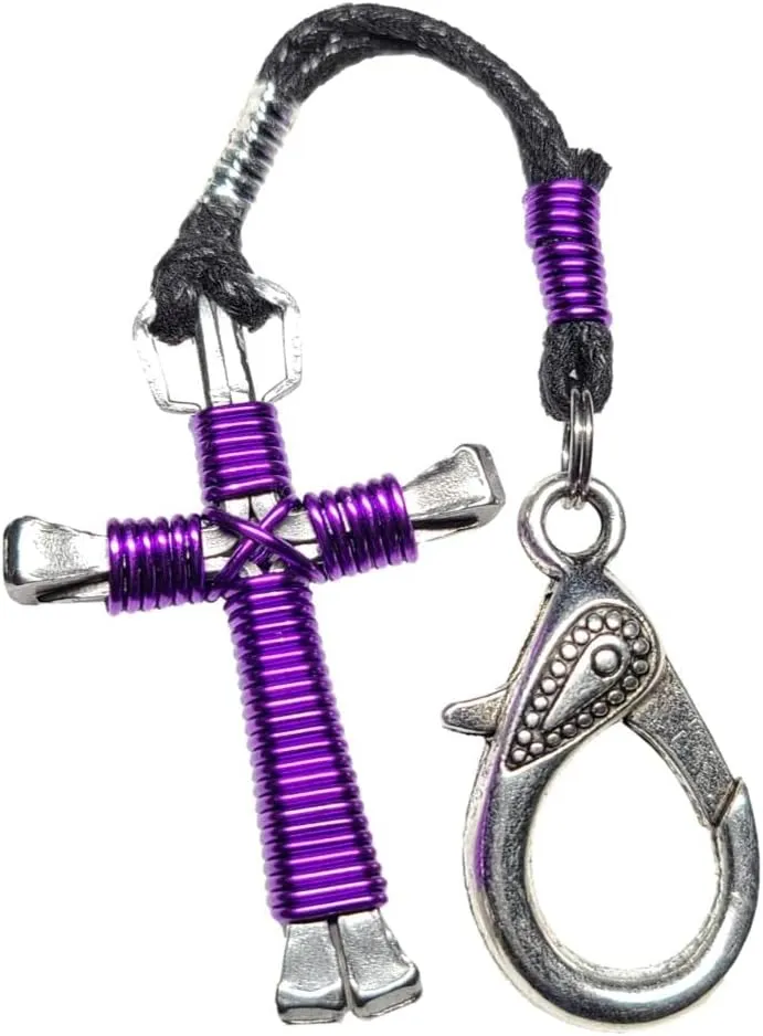 Horseshoe Nail Cross Key Chain (Amethyst)
