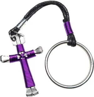 Horseshoe Nail Cross Key Chain (Amethyst)