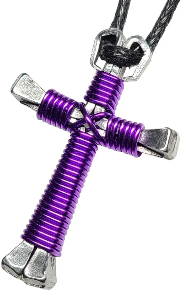 Horseshoe Nail Cross Key Chain (Amethyst)