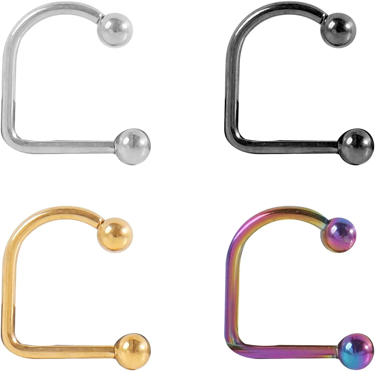 HUASAI Medusa Piercing Jewelry Stainless Steel Monroe Lip Rings for Women U Shaped Ball Tragus Cartilage Earrings Punk Pierced Body Jewelry Set