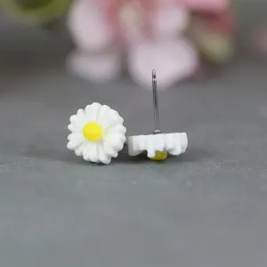 Hypoallergenic Daisy Earrings Pure Grade 1 Titanium for Sensitive Ears Handmade Flower 11mm