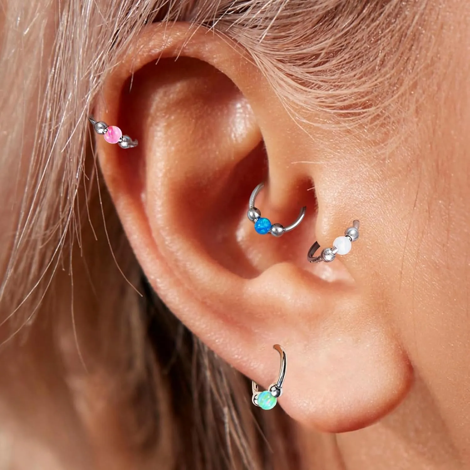 Hypoallergenic Nose Piercing Rings Collection: 316L Surgical Steel Hoop Earrings for Septum, Cartilage, Hinged Helix, Rook, Conch, Tragus, Lip