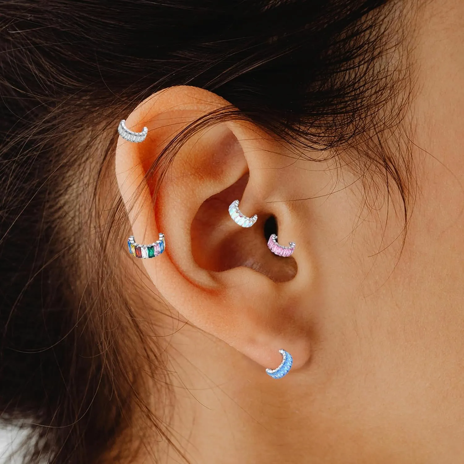 Hypoallergenic Nose Piercing Rings Collection: 316L Surgical Steel Hoop Earrings for Septum, Cartilage, Hinged Helix, Rook, Conch, Tragus, Lip