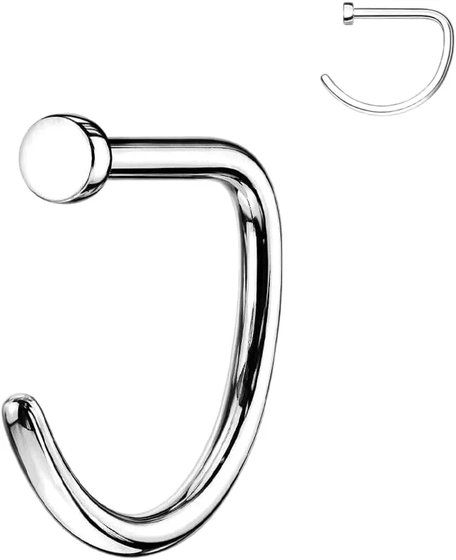 Implant Grade Titanium D Shape Flat End Nose Hoops Rings 18g (1 mm) 5/16" (8mm) Steel Body Unique Jewelry Delicate Design Piercing Steel Surgical For Women