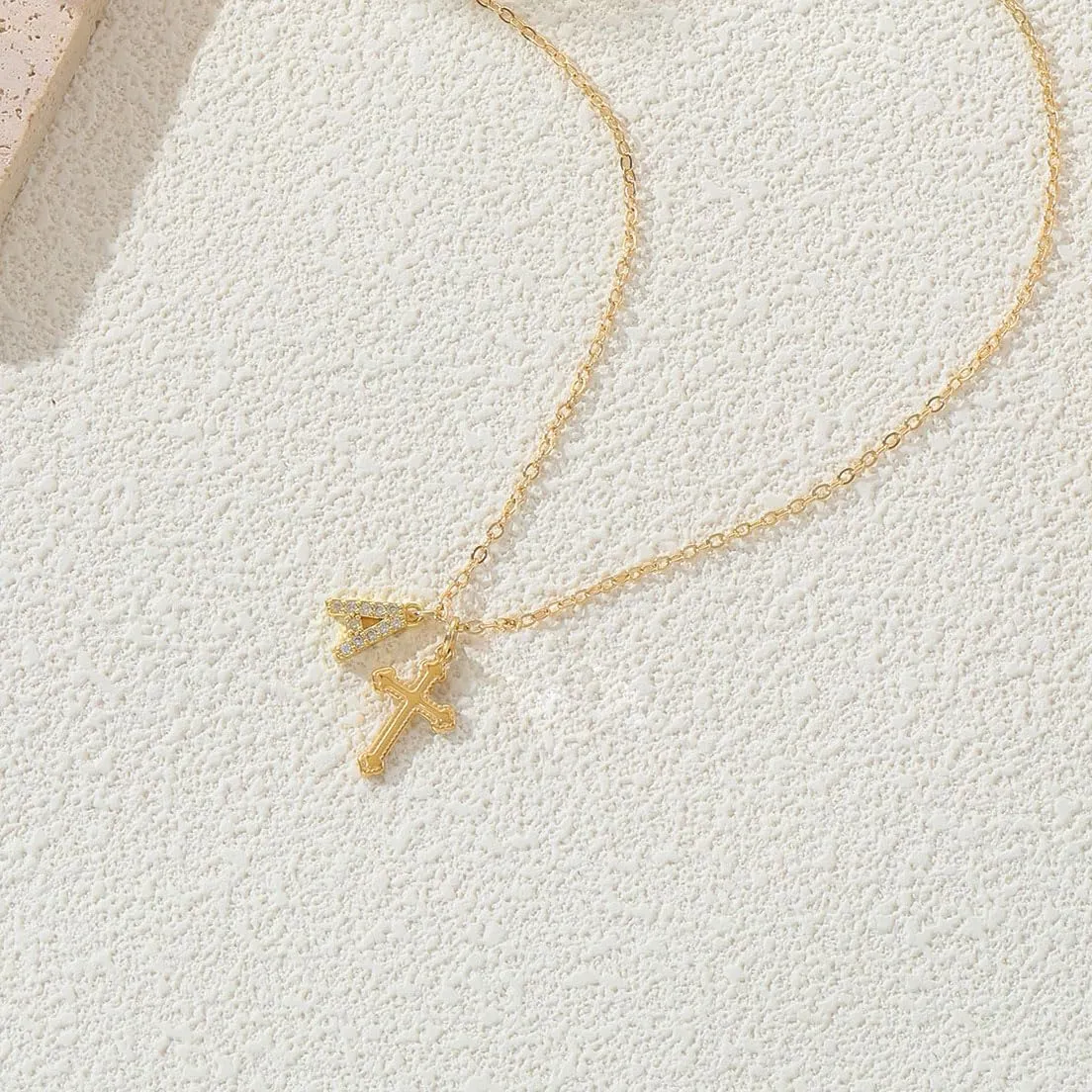 Initial Cross Necklace for Women,Stainless Steel Cross Necklaces, Baptism/First Communion Gifts, Christian Gifts for Women Teens