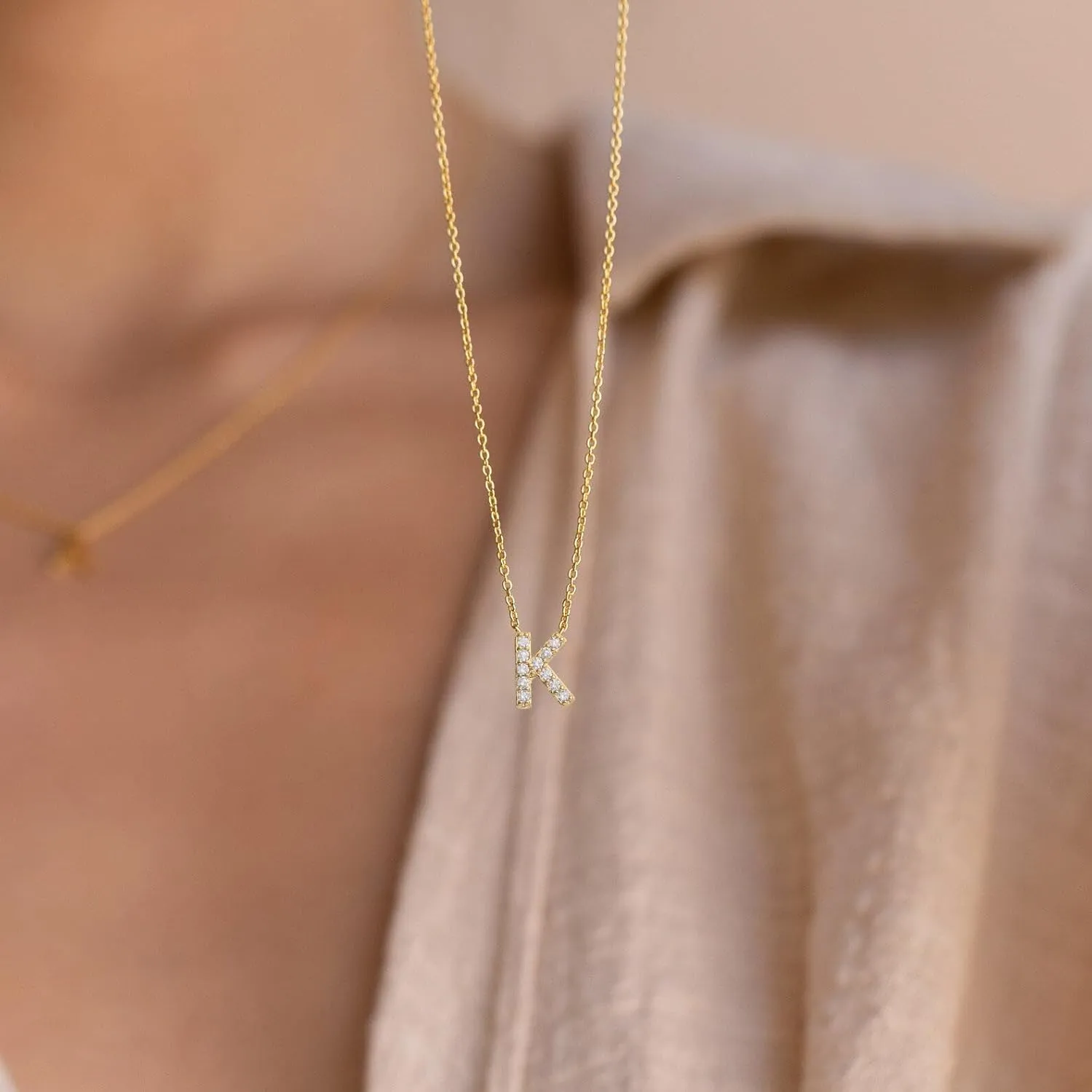Initial Necklaces for Women Dainty Gold CZ Letter Necklace 14K Gold Plated Trendy Simple Cute Gold Choker Necklace Personalized Name A-Z Capital Necklace Jewelry Gifts for Women