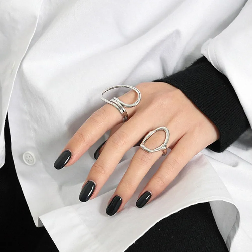 Irregular Big Round Statement Ring for Women Girls Exaggerated Unique Layered Solid Infinity Wedding Promise Open Wrap Finger Rings Adjustable Comfort Fit Fashion Personality Minimalist Jewelry Size 7-10