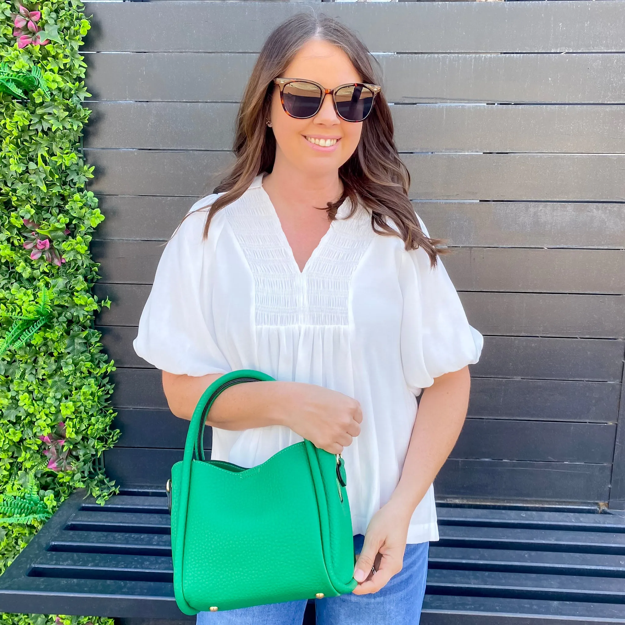 Jen & Co Ruby 3 Compartment Satchel with Dual Handles - Emerald