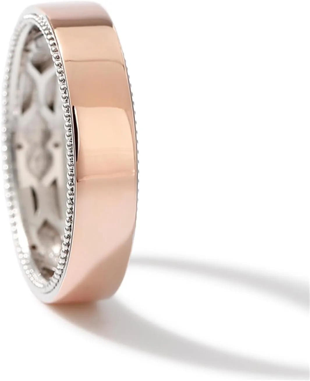Jeulia Floral Ring Band Sterling Silver Two Tone Leaf Carved Vintage Unique Hollow Flower Rose Gold Jewelry Engagement Wedding Bridal Sets Stackable Anniversary Promise with Gift Box