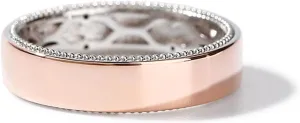 Jeulia Floral Ring Band Sterling Silver Two Tone Leaf Carved Vintage Unique Hollow Flower Rose Gold Jewelry Engagement Wedding Bridal Sets Stackable Anniversary Promise with Gift Box