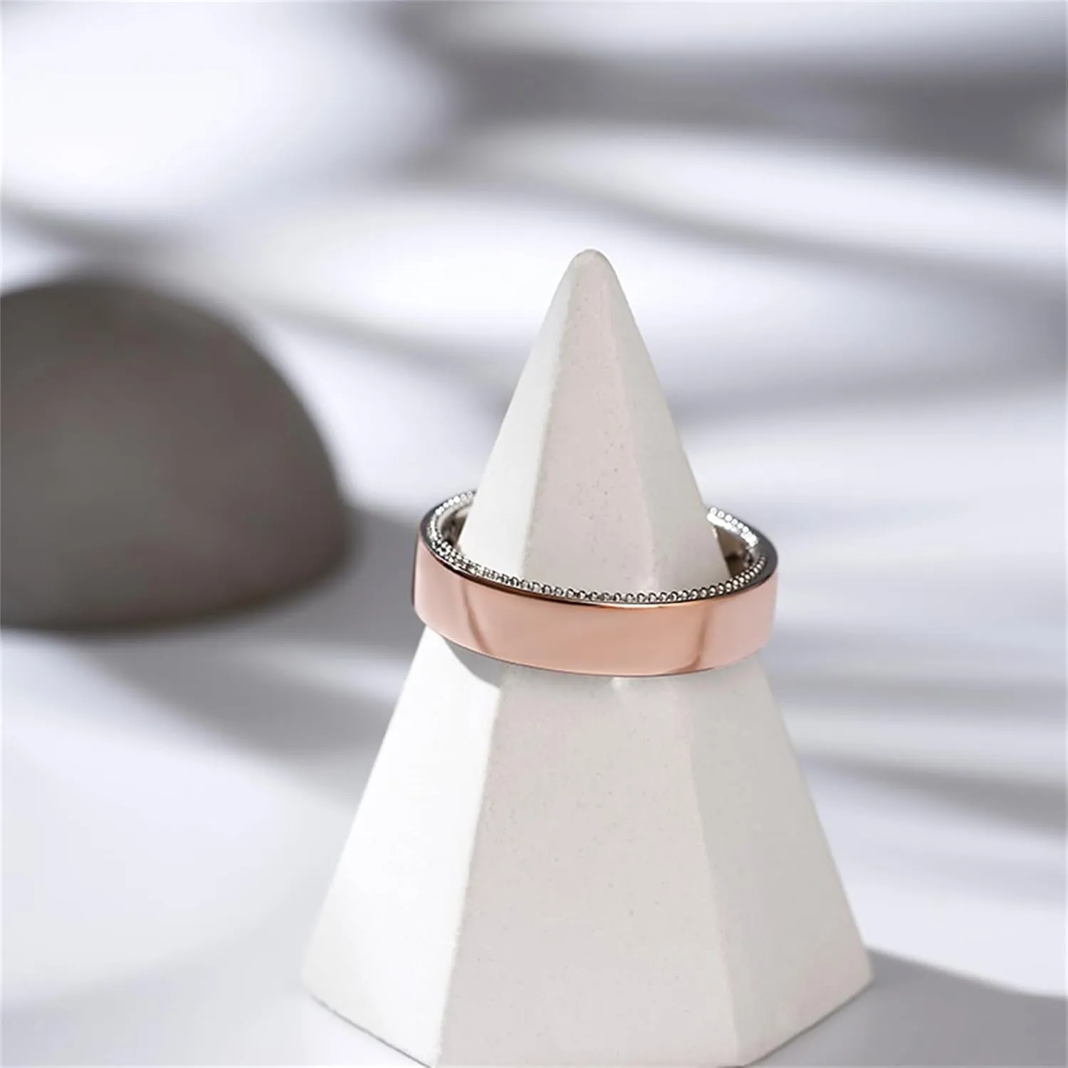 Jeulia Floral Ring Band Sterling Silver Two Tone Leaf Carved Vintage Unique Hollow Flower Rose Gold Jewelry Engagement Wedding Bridal Sets Stackable Anniversary Promise with Gift Box