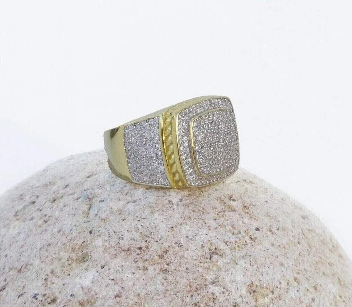 JewelCraft Haven 14K Yellow Gold Finish 2Ct Round Cut Lab Created Diamond Men's Wedding Pinky Ring