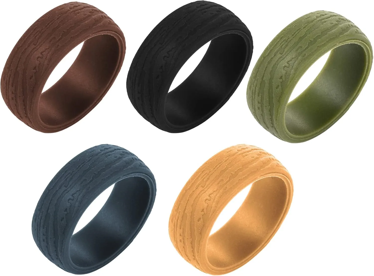 Jewish Hebrew Prayer Silicone Ring with Free Engraved for Sports Tree Texture Blessing Motif Ring Flexible Wedding Jewelry Men Women Easter Gifts, Size 7 to 14