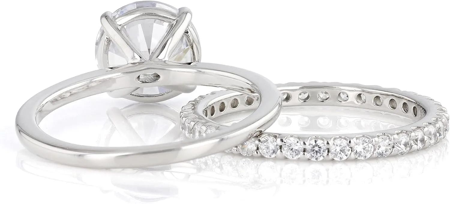 JTV Platinum And Over Silver Ring Set with White Cubic Zirconia 6.33ctw for Women
