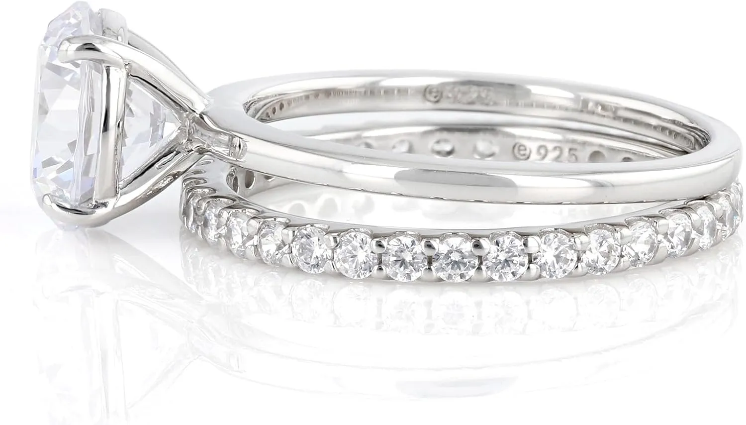 JTV Platinum And Over Silver Ring Set with White Cubic Zirconia 6.33ctw for Women