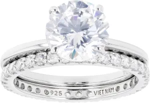 JTV Platinum And Over Silver Ring Set with White Cubic Zirconia 6.33ctw for Women