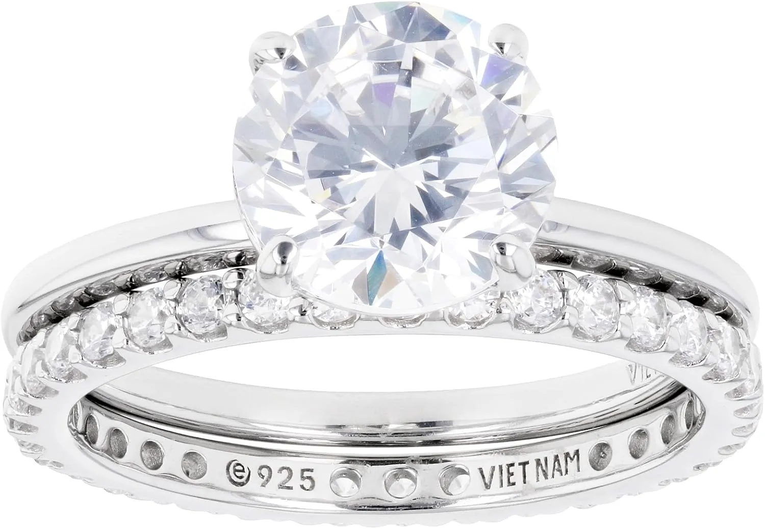 JTV Platinum And Over Silver Ring Set with White Cubic Zirconia 6.33ctw for Women